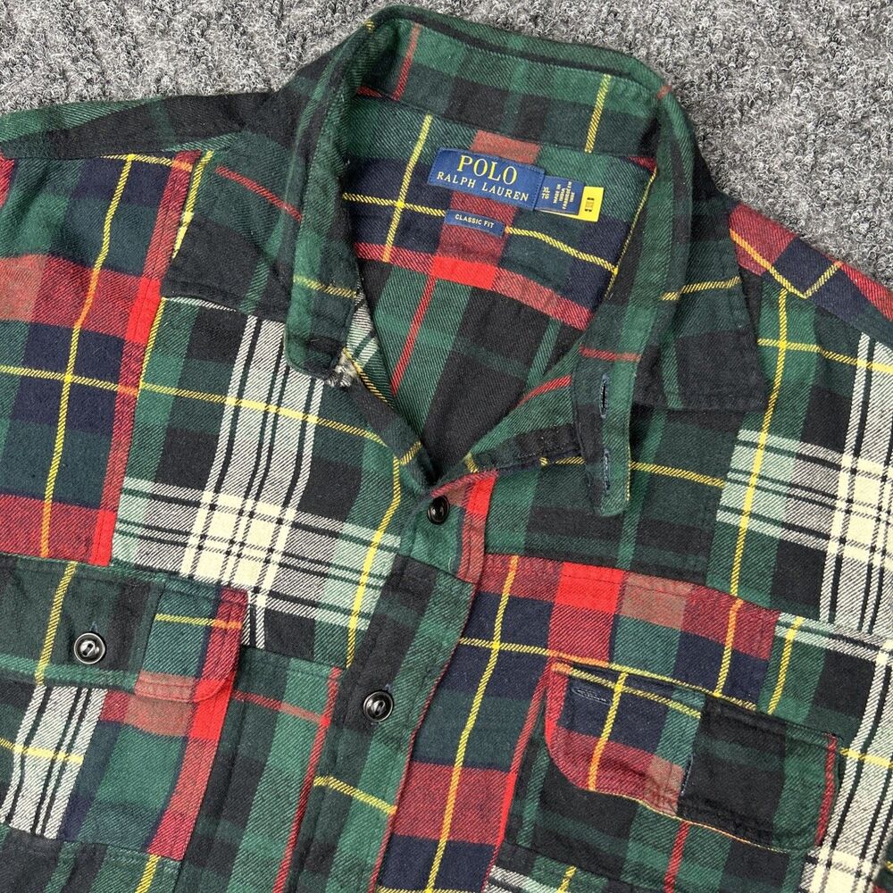 Polo Ralph Lauren Patchwork Plaid Flannel Men’s XL Green Red Shirt